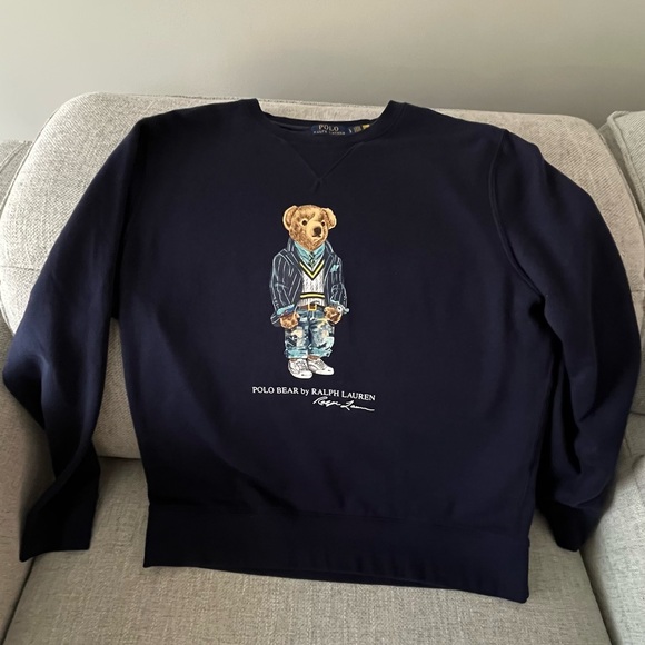 Polo by Ralph Lauren Dark Blue Sweater with Bear Motif - Picture 6 of 7